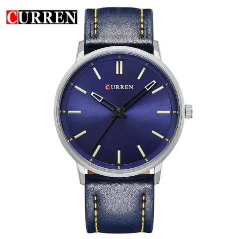 CURREN 8233 — Reloj de hombre en cuero, caja 42 mm con calendario