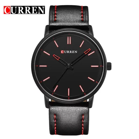 CURREN 8233 — Reloj de hombre en cuero, caja 42 mm con calendario