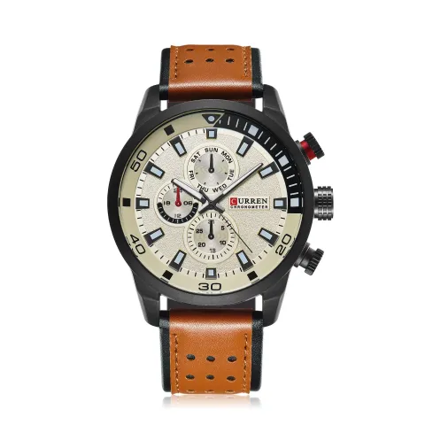 Curren 8250: reloj de hombre en cuero, caja de 48 mm