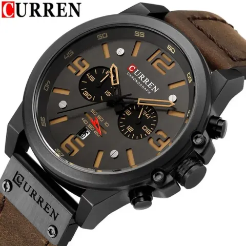 CURREN 8314 — Deportivo de cuero, esfera grande