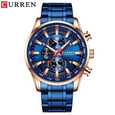 CURREN 8351 — cronógrafo de acero para hombre