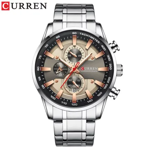 CURREN 8351 — cronógrafo de acero para hombre