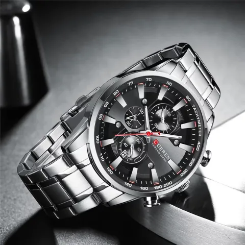 CURREN 8351 — cronógrafo de acero para hombre