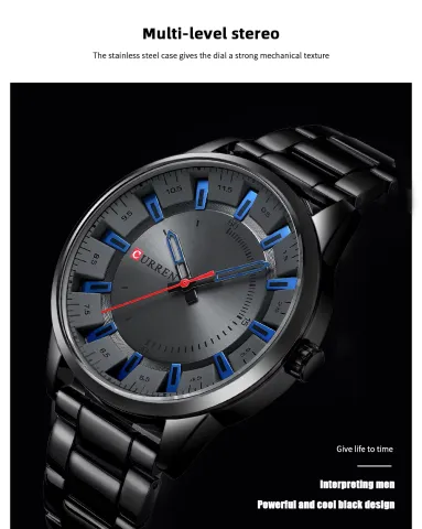 CURREN 8406 — Reloj de hombre 45 mm, brazalete de acero