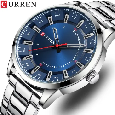 CURREN 8406 — Reloj de hombre 45 mm, brazalete de acero