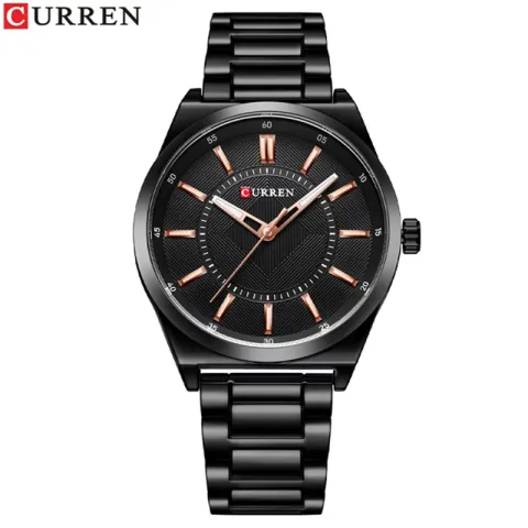 CURREN 8407 — Reloj de acero de tres agujas, 44 mm