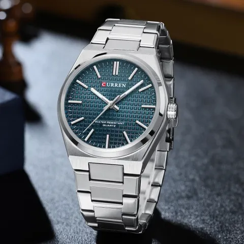 CURREN 8439 — Reloj de acero, esfera limpia