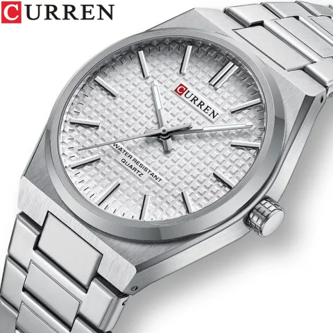 CURREN 8439 — Reloj de acero, esfera limpia