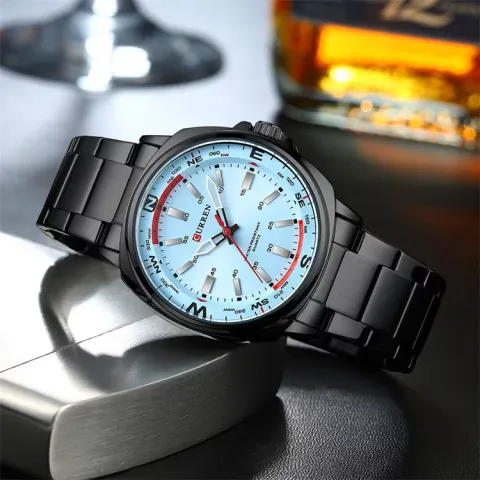 CURREN 8455 — Acero, 41 mm y agujas luminosas