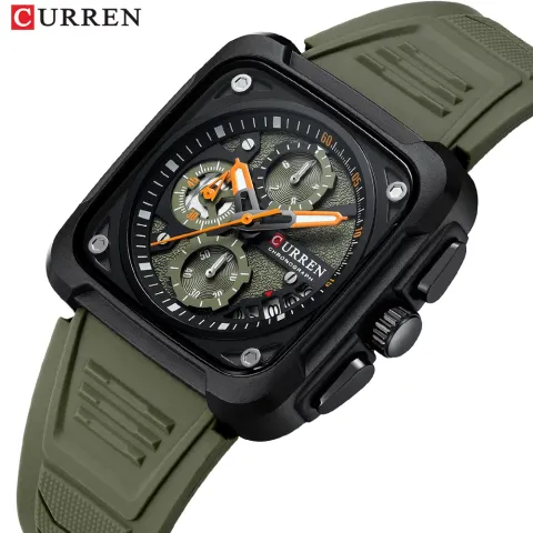 CURREN 8461 — cuadrado de 42 mm con correa de silicona