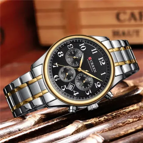 CURREN 8466 — Cronógrafo de 44 mm con pulso de acero