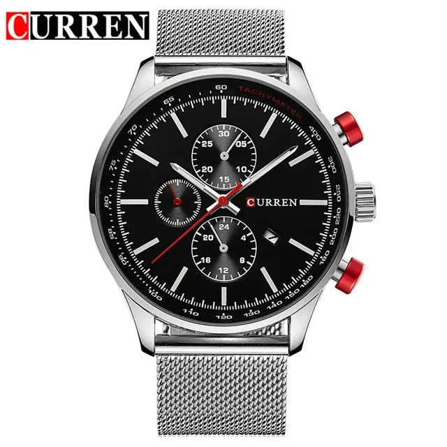 CURREN 8227 — Reloj de acero para hombre, cuarzo con fecha