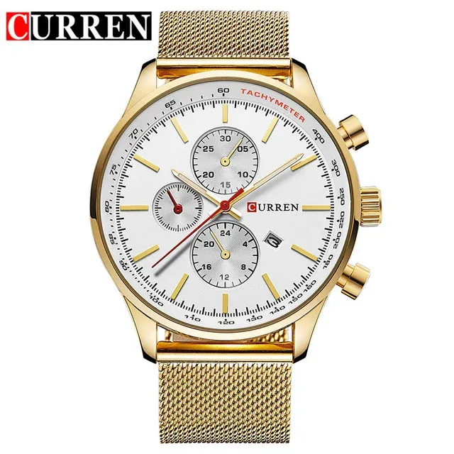 CURREN 8227 — Reloj de acero para hombre, cuarzo con fecha