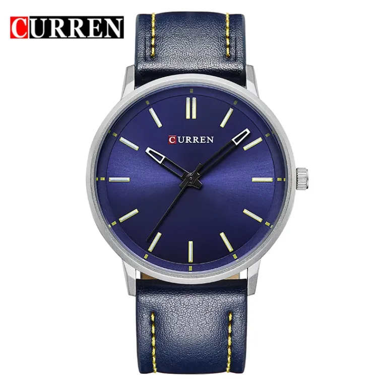 CURREN 8233 — Reloj de hombre en cuero, caja 42 mm con calendario