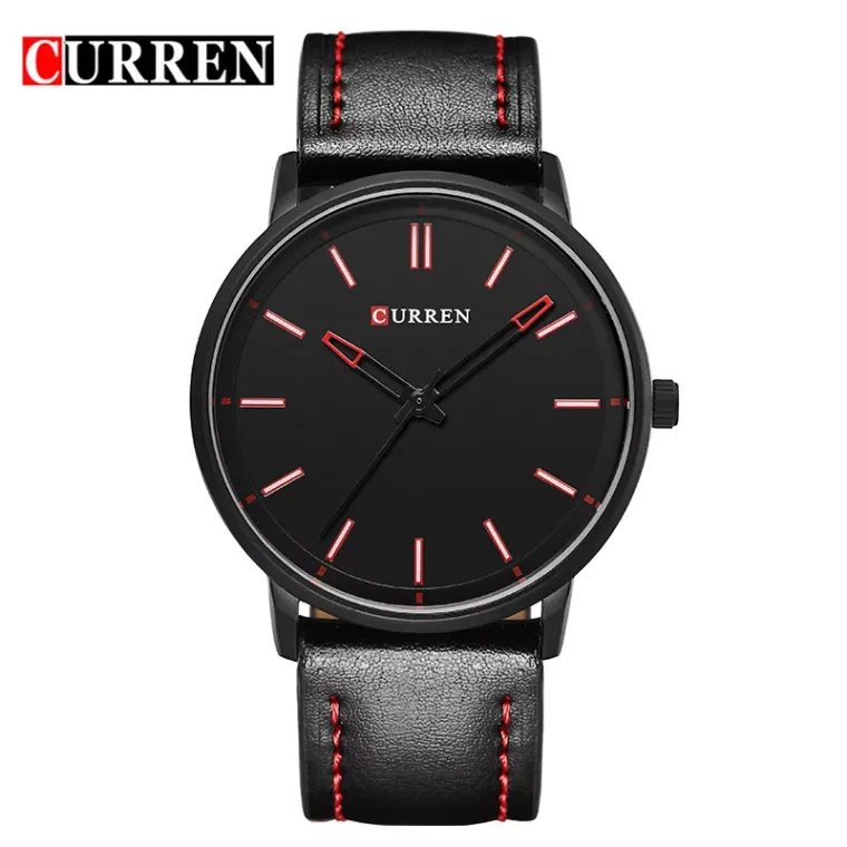 CURREN 8233 — Reloj de hombre en cuero, caja 42 mm con calendario