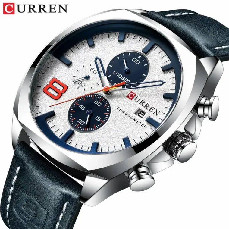 CURREN 8324: cronógrafo de 47 mm con correa de cuero