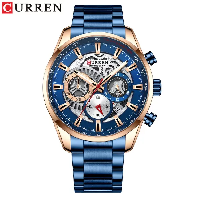 CURREN 8391 — Cronógrafo de cuarzo con brazalete de acero