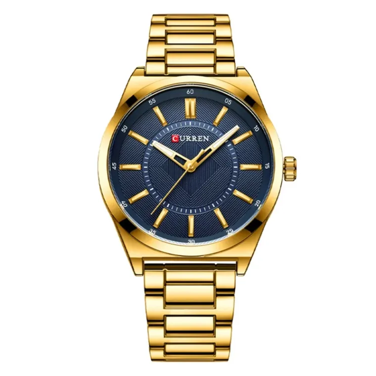 CURREN 8407 — Reloj de acero de tres agujas, 44 mm