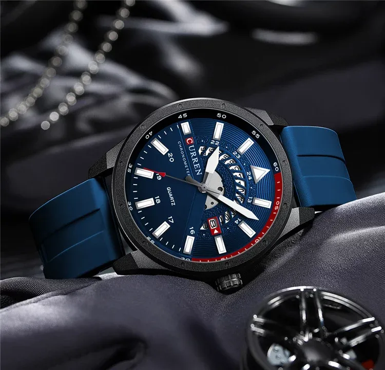CURREN 8421: cronógrafo deportivo de 47 mm con correa de silicona
