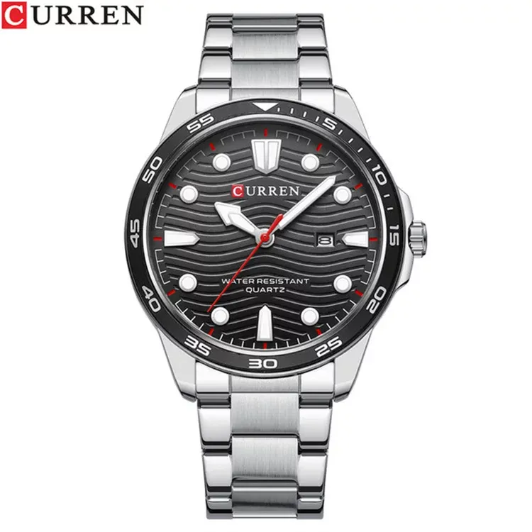 CURREN 8426 — Reloj de cuarzo en acero para hombre, con fecha