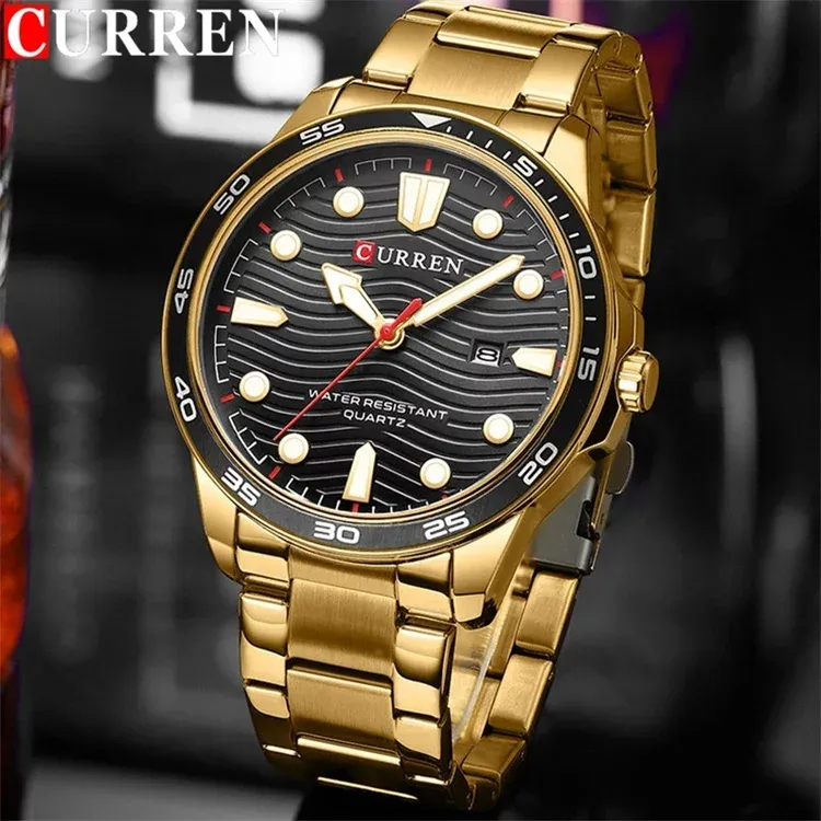 CURREN 8426 — Reloj de cuarzo en acero para hombre, con fecha